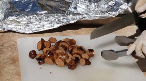 Catering meat slicing Vídeos de archivo 35761463