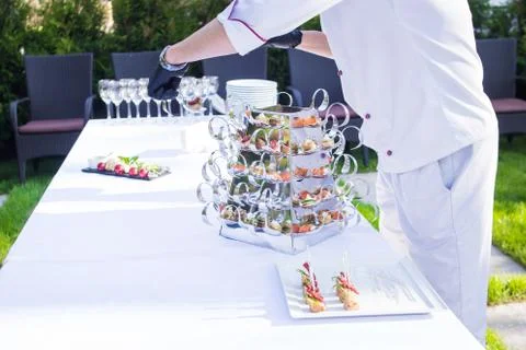 Catering is outside on event Stock Photos