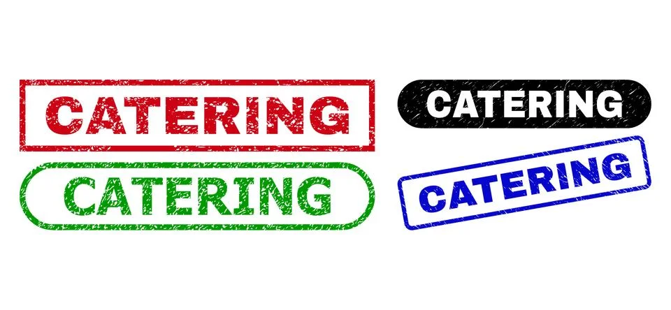 CATERING Rectangle Seals Using Corroded Style Illustrazione stock