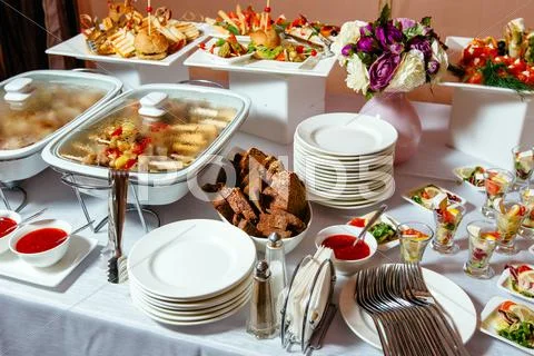 Catering Service. Restaurant Table With Food