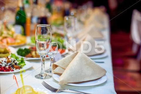 Catering Service. Restaurant Table With Food. Huge Amount Of Food On The Tabl