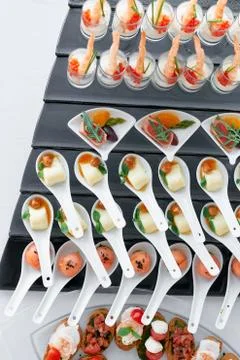 Catering table food close up Stock Photos