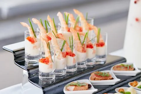 Catering table food close up Stock Photos