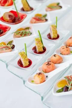 Catering table food close up Stock Photos