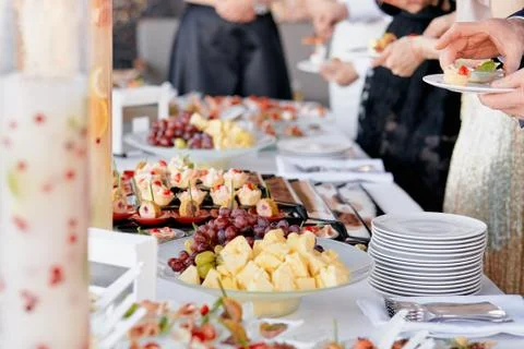 Catering table food close up Stock Photos