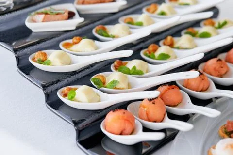 Catering table food close up Stock Photos