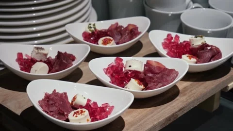 Catering triangular plates Stock Footage 174677570