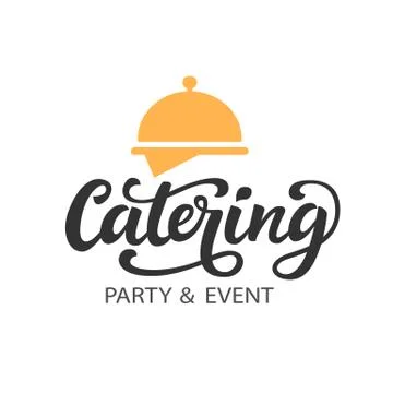 Catering vector logo badge with hand written modern calligraphy Stock Illustration
