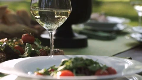Catering. The waiter served the table for a delicious dinner Stock Footage 71052389