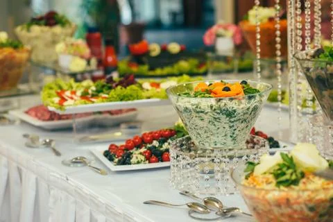 Catering wedding bride table Stock Photos