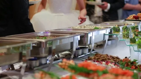 Catering wedding buffet for events Stock Footage 84989596