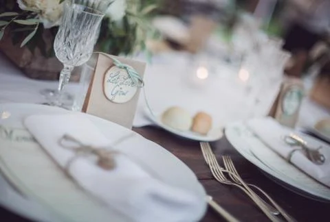 Catering wedding table set up Stock Photos