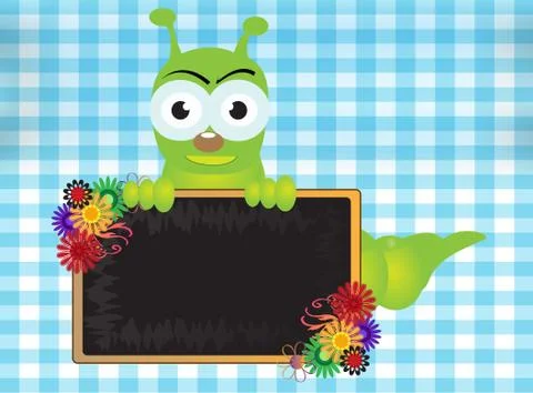 Caterpillar and blackboard Stock Illustration