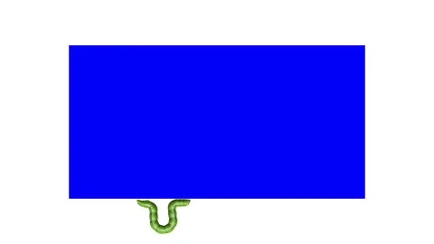 Caterpillar on blue rectangle, looping 3D animation 動画素材 112004964