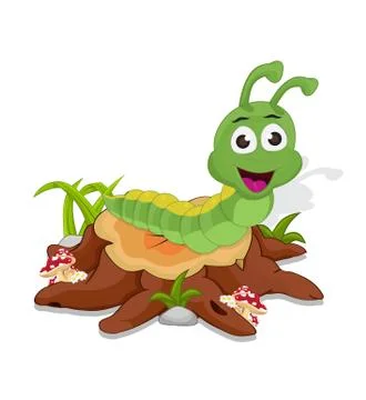 Caterpillar on cutting tree Stock Illustration