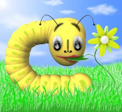 The caterpillar eats flower Stock Illustration