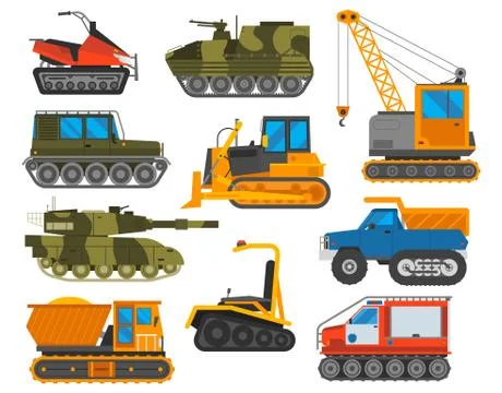Caterpillar equipment tractor vector set Illustrazione stock