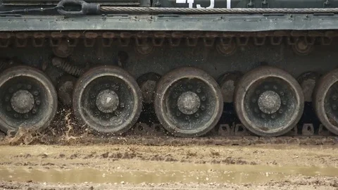 Caterpillar tank Stock Footage 80997869