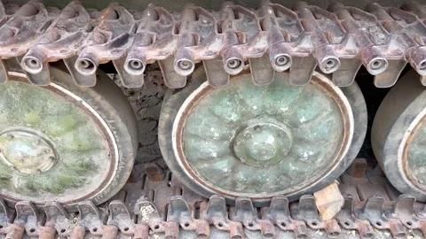 A caterpillar on a tank Stock Footage 208176869