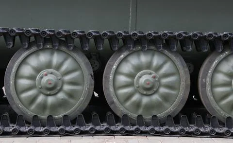 Caterpillar from the tractor close-up. Stock Photos