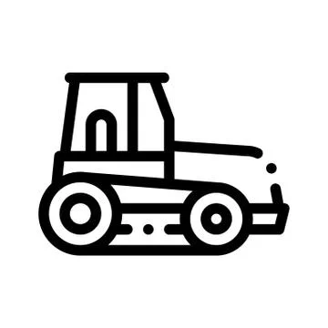 Caterpillar Tractor Vehicle Vector Thin Line Icon Illustrazione stock