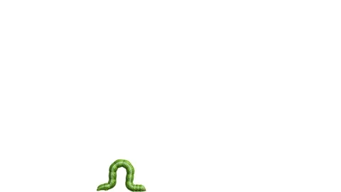 Caterpillar on white with alpha matte, looping 3D animation Stock Footage 112009496