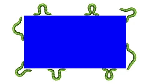Caterpillars on blue rectangle, looping 3D animation Stock Footage 112016603