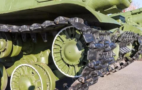 Caterpillars of the old soviet tank Stock Photos