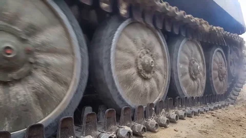 Caterpillars of the tank Video stock 105690856