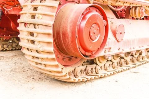 Caterpillars of the tractor. car engine, sugar cane harvest Foto stock