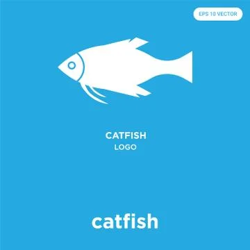 Catfish icon isolated on blue background Free Stock Illustration