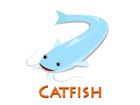 Catfish isolated on white in flat design, vector Stock Illustration