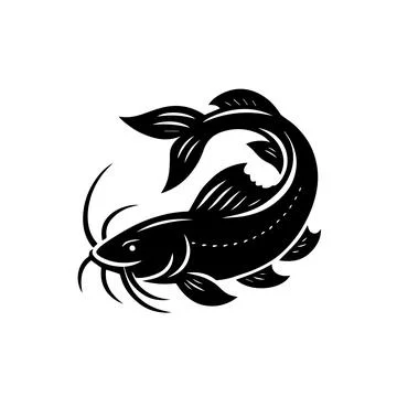 Catfish Vector Silhouette , Catfish Illustration , Catfish Art Hand Drawn L.. Stock Illustration