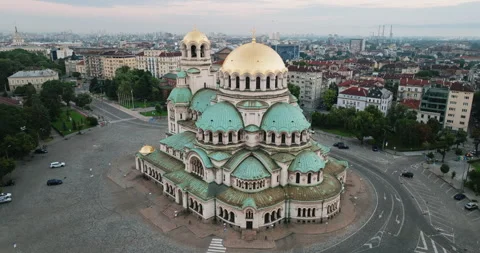 Cathedral Alexander Nevsky in Sofia, Bulgaria in center of capital in summer Stock Footage 232377304