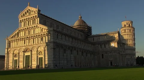 Cathedral and Leaning Tower at sunset,Pisa Stock Footage 67585253