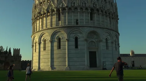 Cathedral and Leaning Tower at sunset,Pisa Stock Footage 67585268