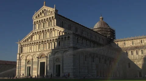 Cathedral and Leaning Tower at sunset,Pisa Stock Footage 67585502