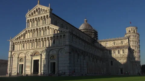 Cathedral and Leaning Tower at sunset,Pisa Stock Footage 67585548
