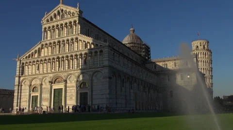 Cathedral and Leaning Tower at sunset,Pisa Stock Footage 67585625