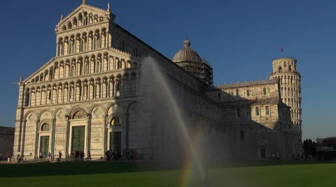 Cathedral and Leaning Tower at sunset,Pisa Stock Footage 67585644