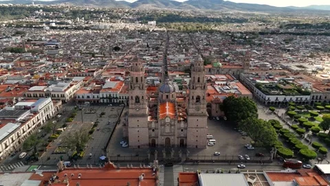 Cathedral and panoramic view of the city with mountains in the background Stock Footage 303389889