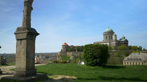 The Cathedral and Primatial Basilica, Esztergom from St Thomas Hill and Chapel Stock Footage 88675015