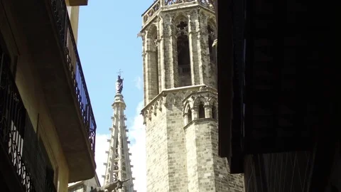 Cathedral of Barcelona Stock Footage 81509274