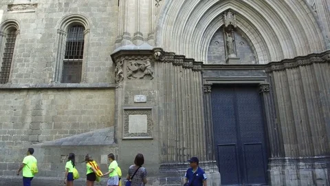 Cathedral of Barcelona Stock Footage 81509484