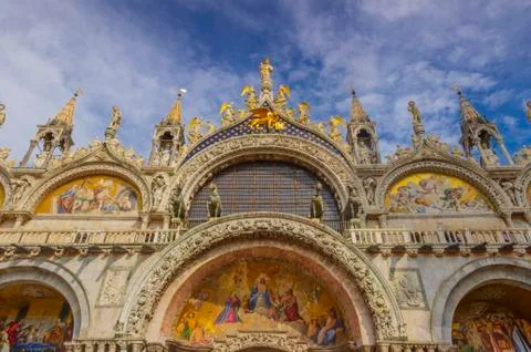 The Cathedral Basilica of Saint Mark at the Piazza San Marco Venice Italy. Stock Photos