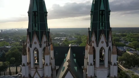 Cathedral Basilica of St. John the Baptist Between Spires Stock Footage 245320039