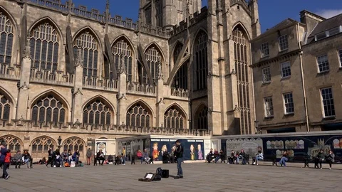 Cathedral in Bath historic city in England classical architecture UK 4K Video stock 106692953