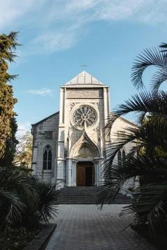 Cathedral between tropical trees Stock Photos