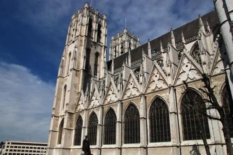 Cathedral of Brussels Stock Photos