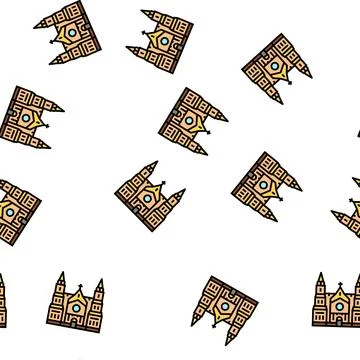 Cathedral building vector seamless pattern Stock Illustration